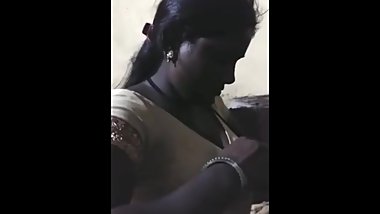 Desi tamil aunty striping saree and shows her body