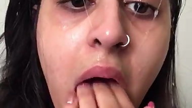 Indian Desi NRI fingering mouth, gagging