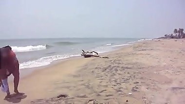 Desi Wife On Beach - Canging Lower Dress