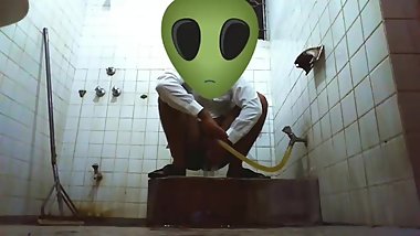 straight washing his ass in public toilet