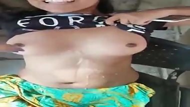 Desi GF handjob and cum on tits