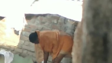 Desi granny bathing then showing @$$
