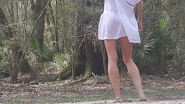 florida blonde desire striptease on public road gets topless in bikini