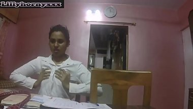 Hot Indian aunty squeezing her boobs in office