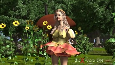 Bull man fucks beautiful young fairies in fairy forest at night