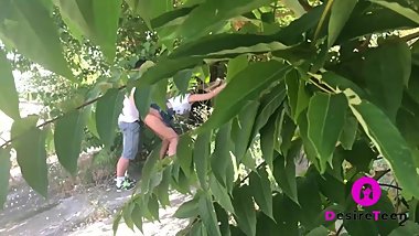 Schoolgirl fucked in a public place by a schoolmate , seen by voyeur