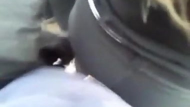 Pretty blonde in black leggings desired my dick