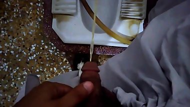 teen boy pee in public toilet