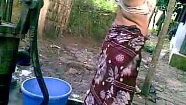 Desi Village Girl with Big Tits Taking Bath in Public