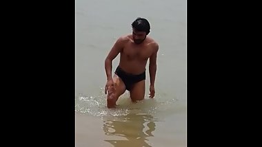 Hot desi man exposed after river bath