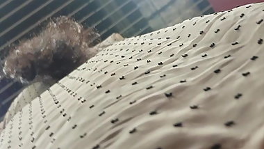 Beautiful desi girl showing off her underwear on escalator