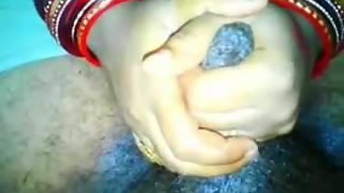 Desi wife hubby's cock masage and handjob with cumshot