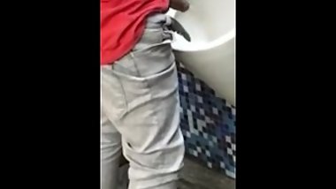 Indian with huge cock caught peeing in public urinal, cock play, desi