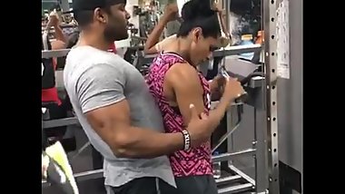 Gym trainer having all the fun he wants.mp4