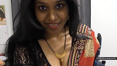 Indian babe in saree dirty talking and stripping