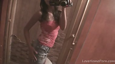 Desirable beauty shows off her impressive body