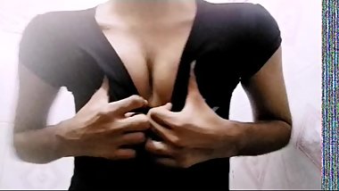 Indian young cd riya squeezing her boobs in bathroom