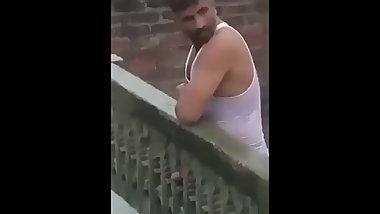 Desi man cums in public