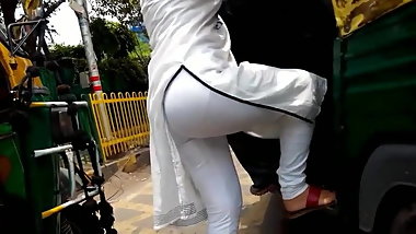 Desi Hot Ass Voyeur white leggings