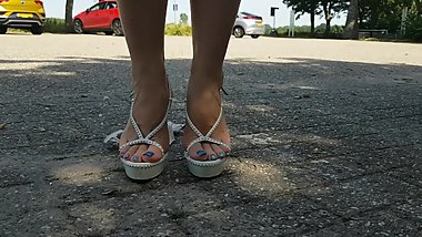 Crushing mcdonalds cups wearing designer heels